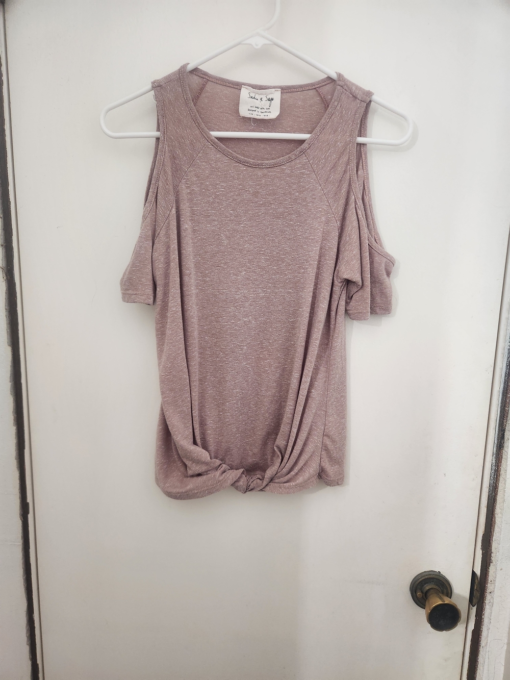 Off-Shoulder Knot Front Blouse in Dusty Rose